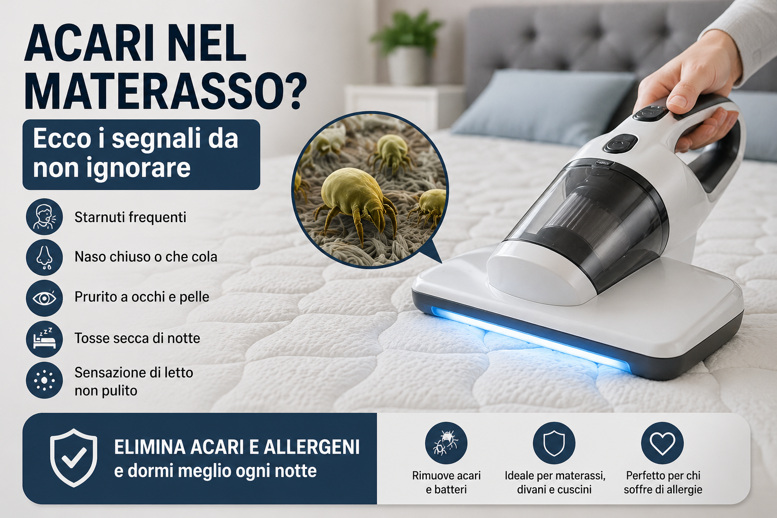 Come capire se ci sono acari nel materasso (segnali da non ignorare)
