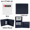 Portafoglio Uomo Vera Pelle Blu 12×9 cm con Porta Documenti