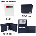 Lotto Portafoglio Uomo in Vera Pelle Blu 12x9 cm