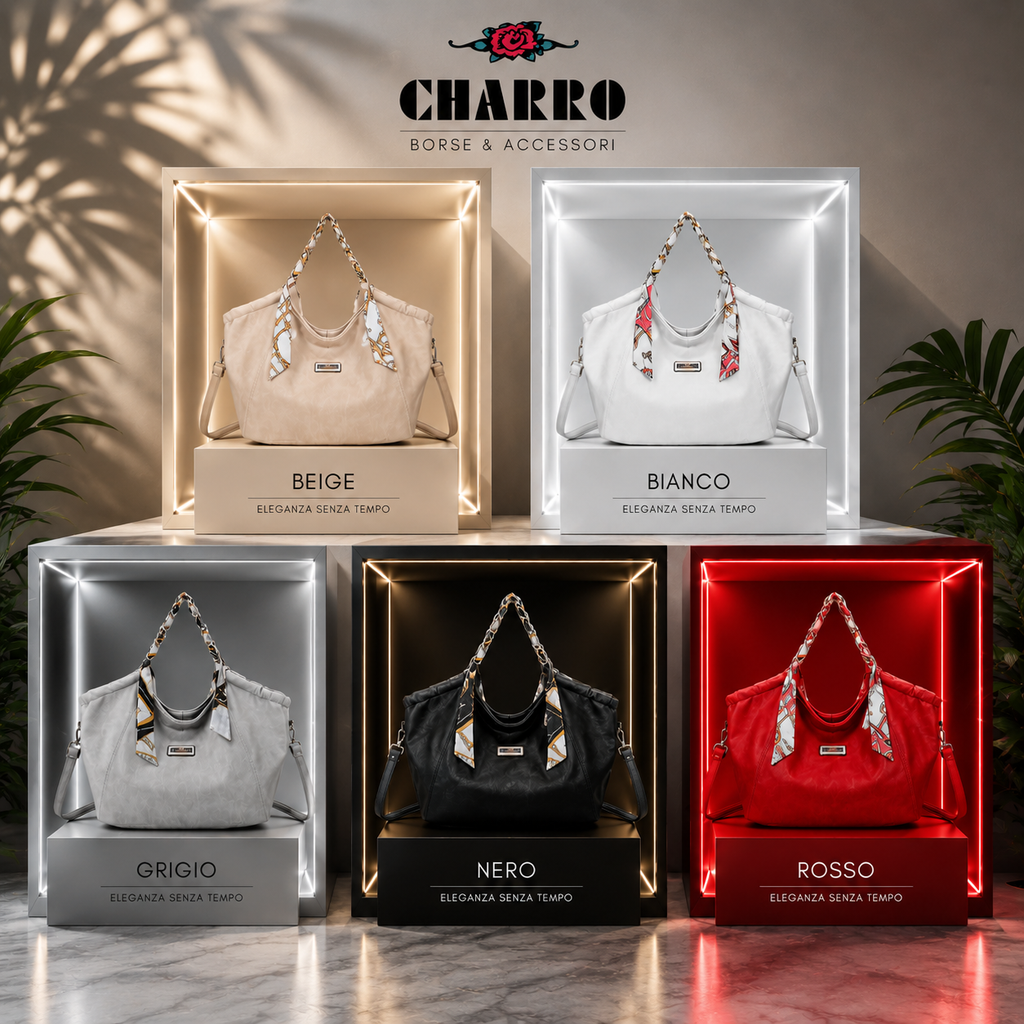 CHARRO Borsa Shopper Elegante Donna con Foulard Decorativo