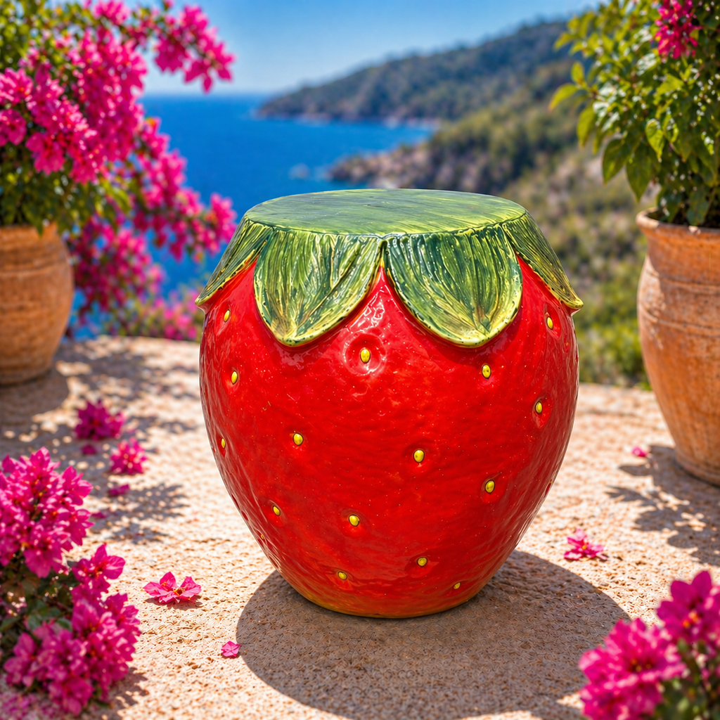Sgabelli Decorativi in Ceramica Limone e Fragola – Linea Felicia