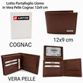 Lotto Portafoglio Uomo in Vera Pelle Cognac 12x9 cm
