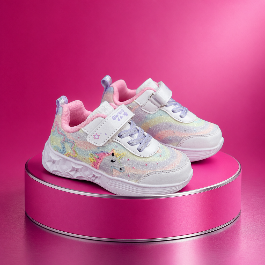 Sneakers bambina arcobaleno con unicorno – chiusura velcro