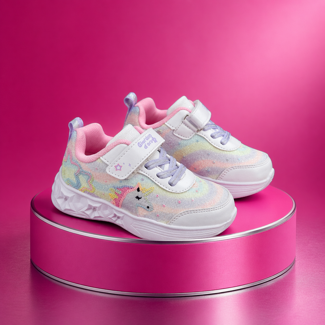 Sneakers bambina arcobaleno con unicorno – chiusura velcro