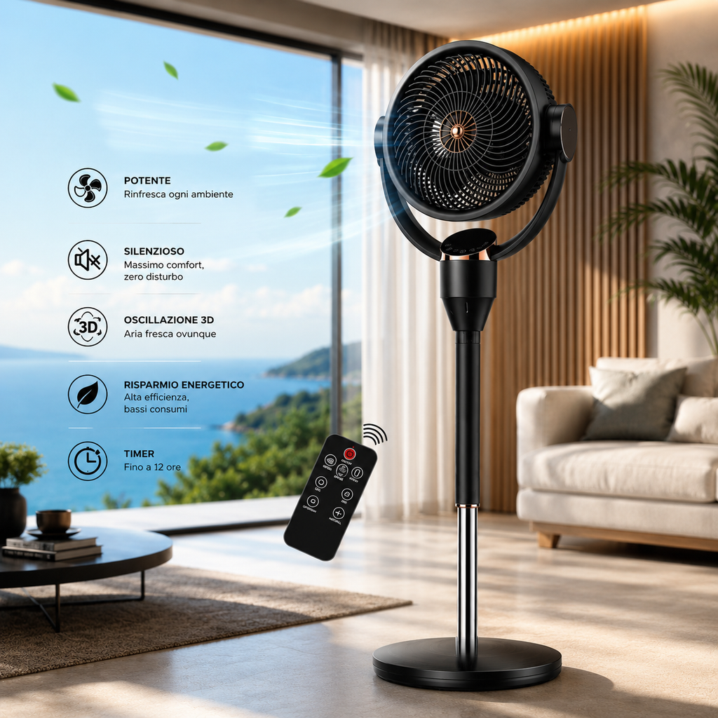 Ventilatore Smart 3D Silenzioso con Telecomando