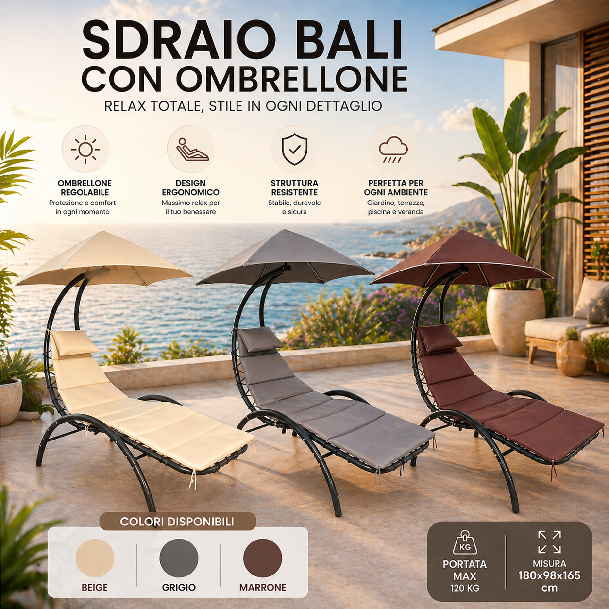 Sdraio Bali con Ombrellone