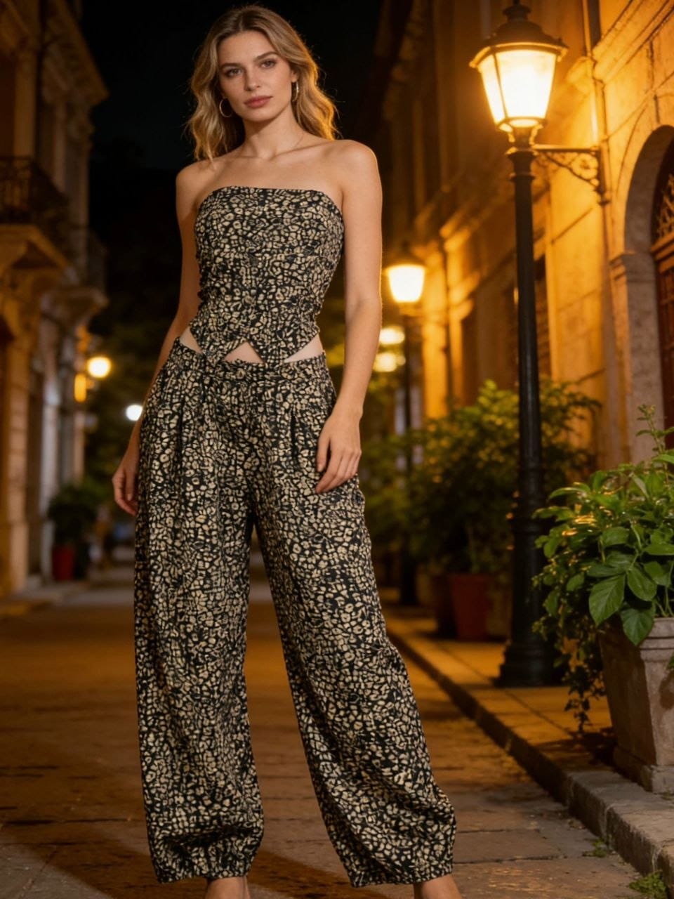 Completo donna  con top e pantalone palazzo