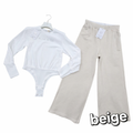 Completo casual beige e bianco