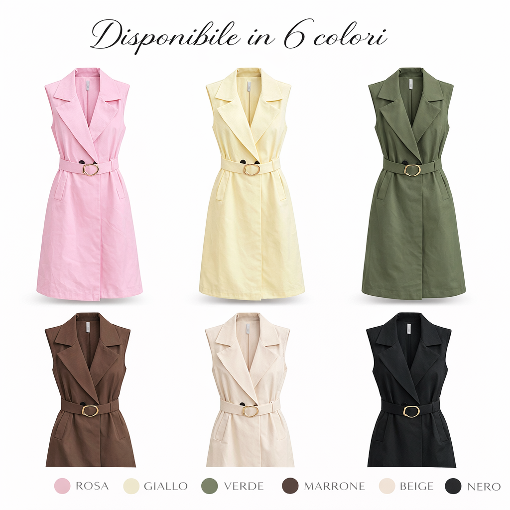 Abito blazer smanicato con cintura