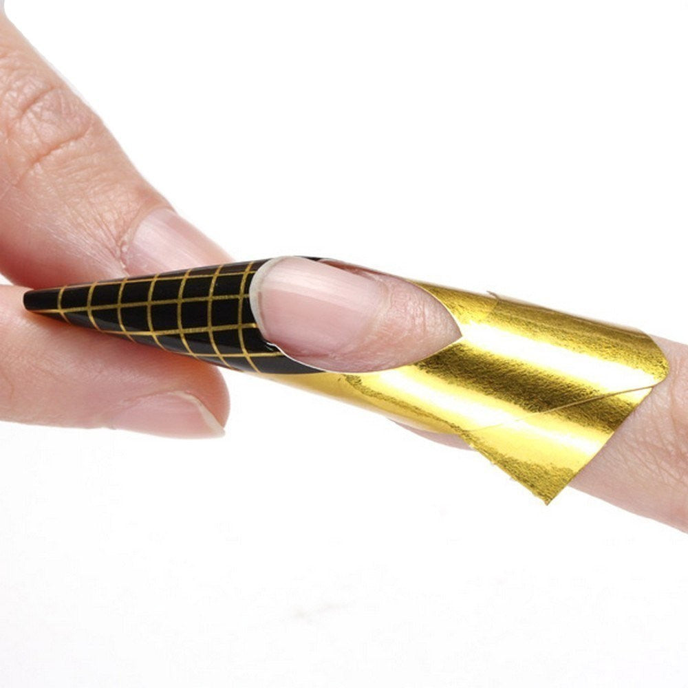 5 ROTOLI 2500 CARTINE ORO NAIL ART ALLUNGAMENTO RICOSTRUZIONE UNGHIE TIPS SAGOME
