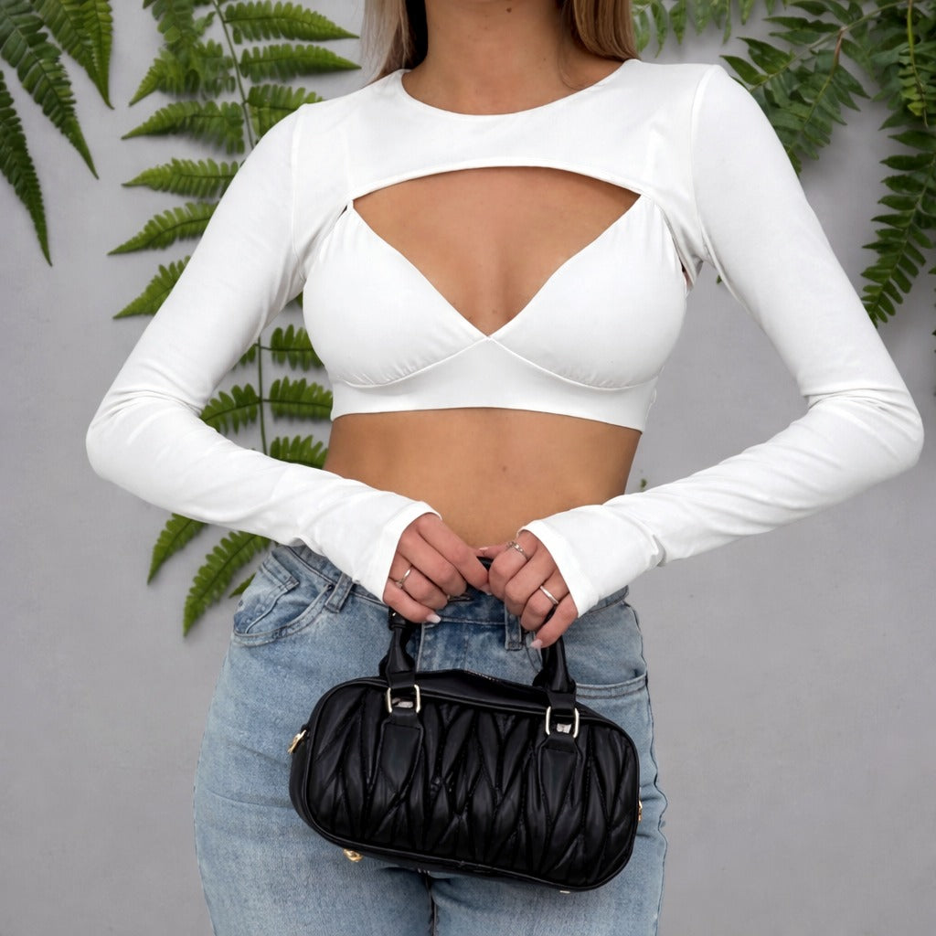 Top con coprispalle e cut-out