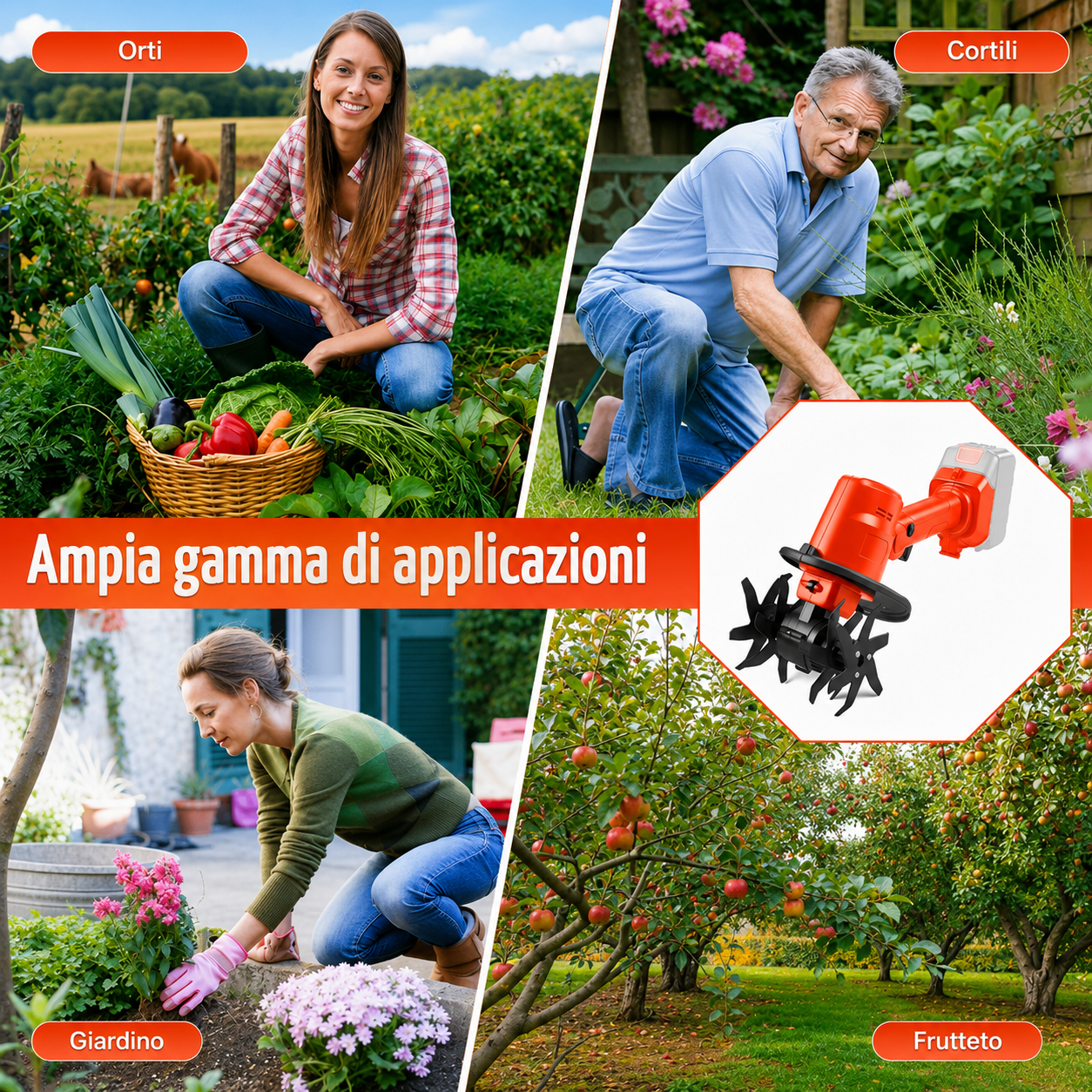 COLTIVATORE ELETTRICO PORTATILE A BATTERIA ALTA POTENZA VELOCITÀ 235RPM MOTOZAPPA GIARDINO
