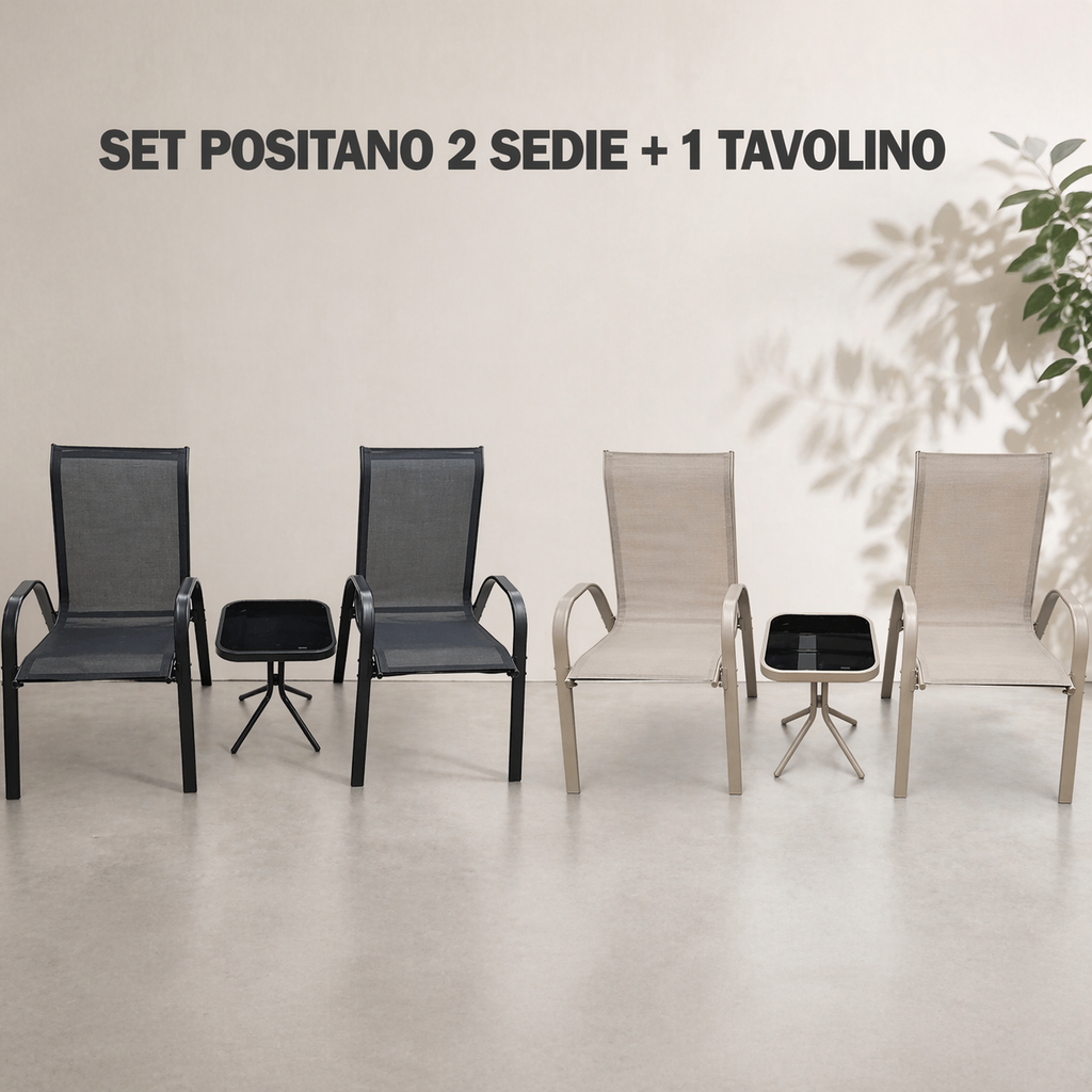 SET POSITANO – 2 SEDIE + 1 TAVOLINO