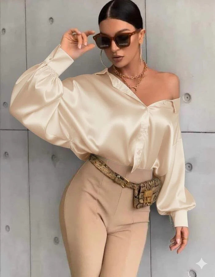 Camicia di raso manica pipistrello