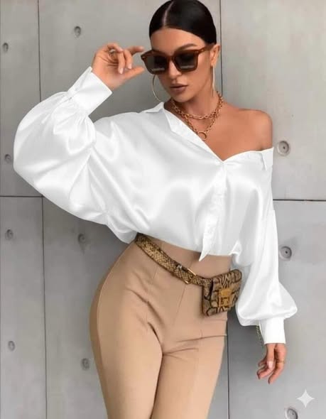Camicia di raso manica pipistrello