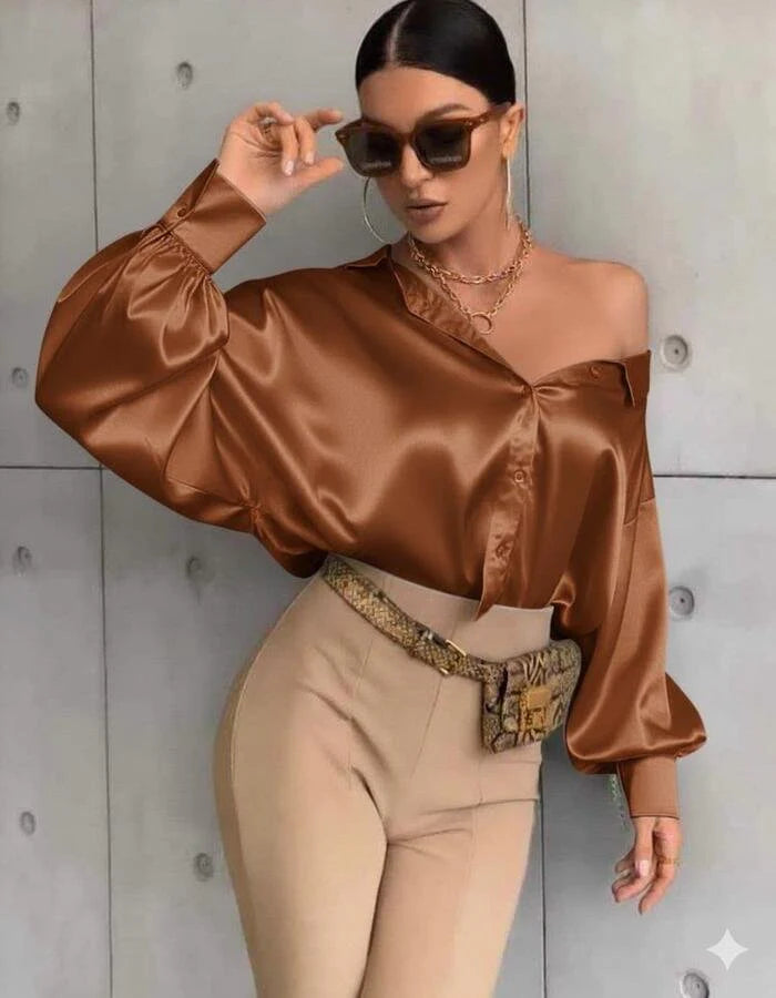 Camicia di raso manica pipistrello