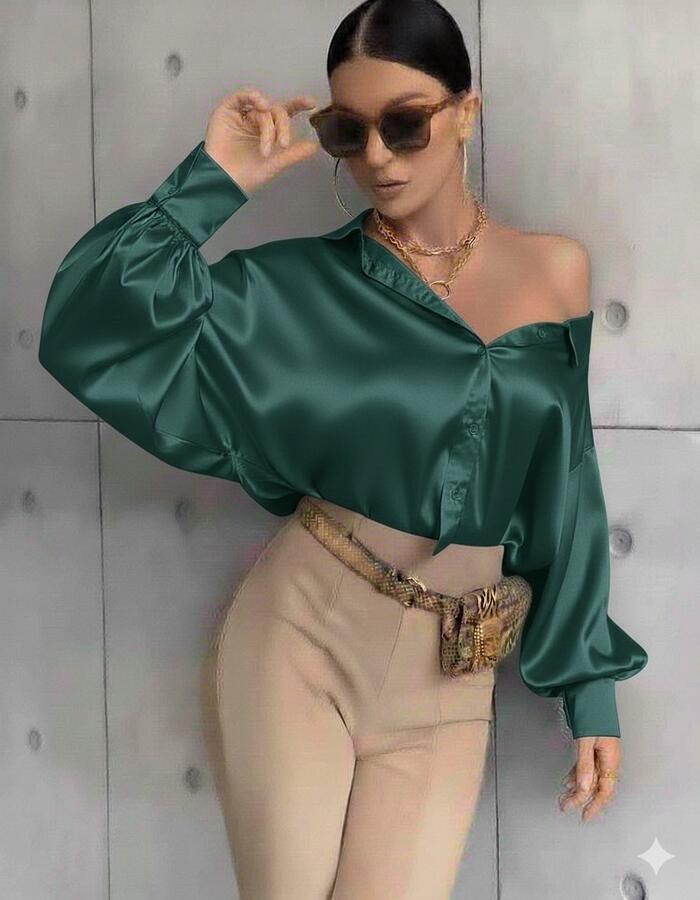 Camicia di raso manica pipistrello