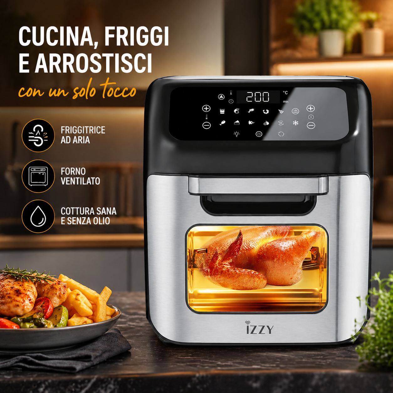Friggitrice ad Aria Izzy con Accessori – Cucina Sana e Completa