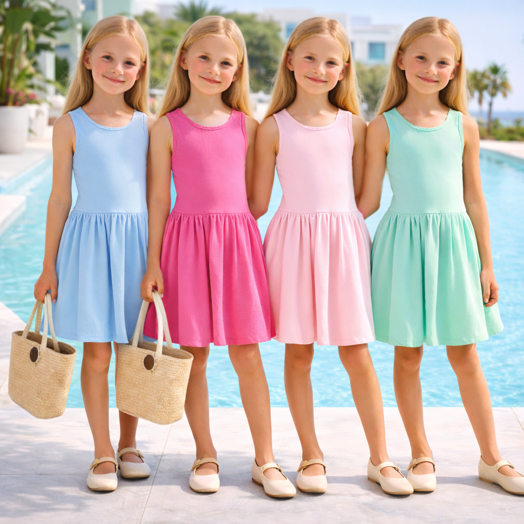 Vestito Bambina Estivo con Fiocco Schiena – Colori Pastello