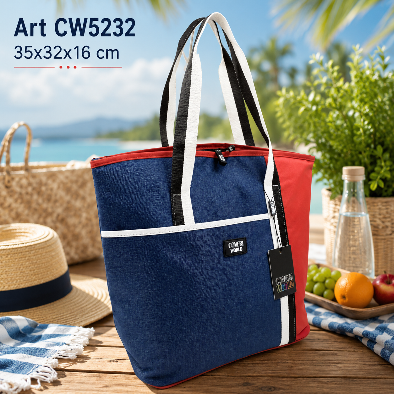 Coveri World Borsa Frigo Termica Capiente Blu e Rossa