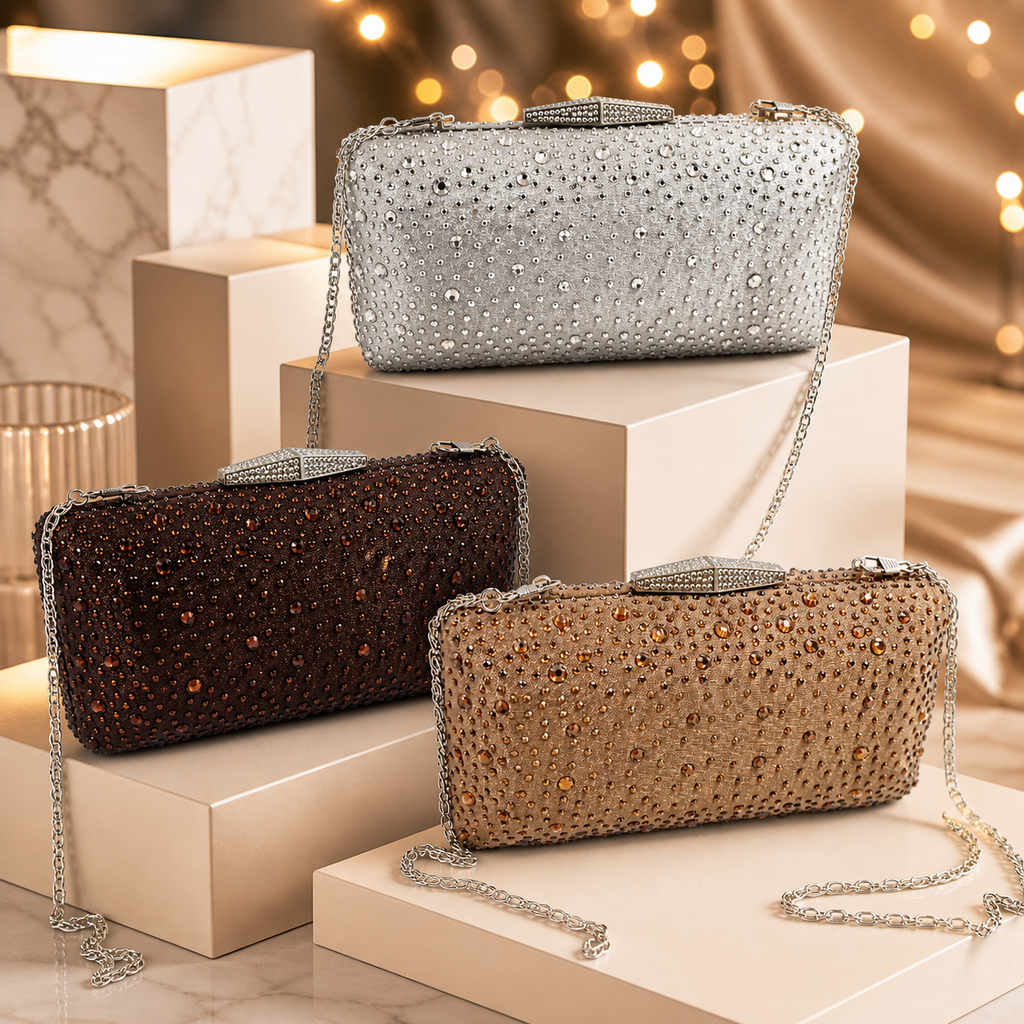 Pochette Elegante Strass con Catena