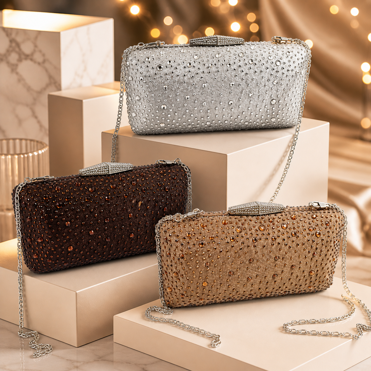 Pochette Elegante Strass con Catena