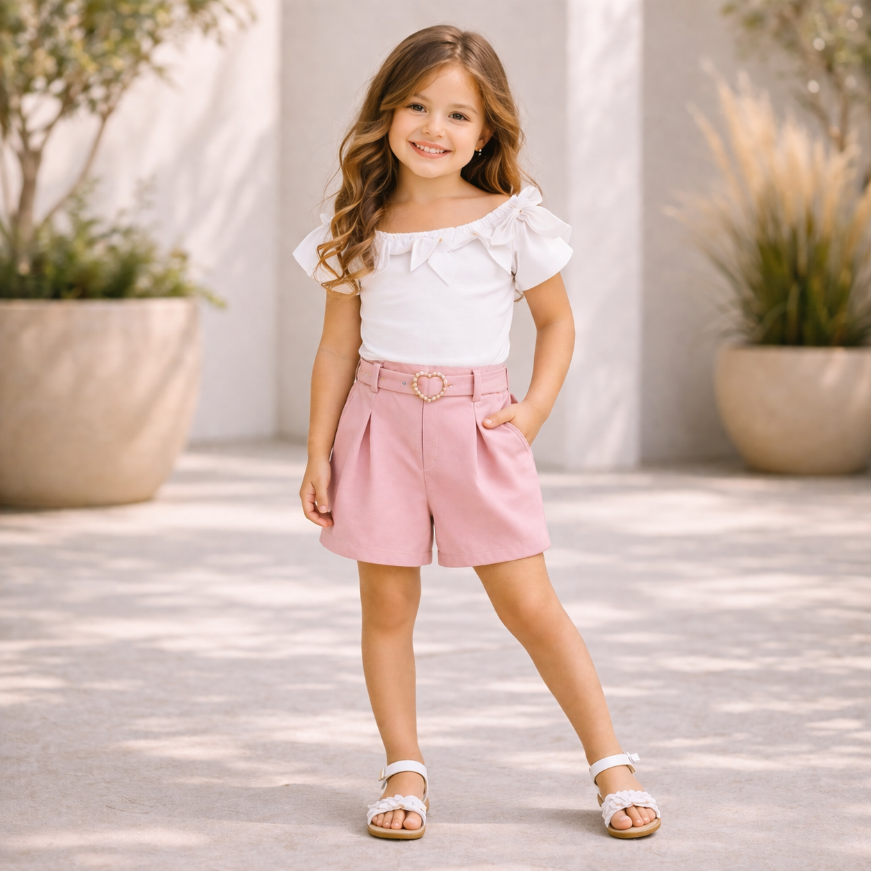 Completo Bambina – Shorts con Cintura Cuore