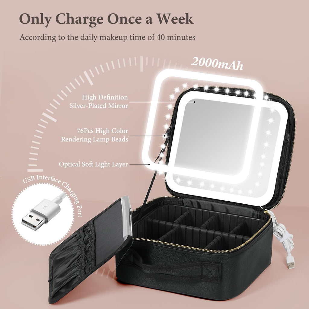 Beauty Case Professionale con Specchio LED