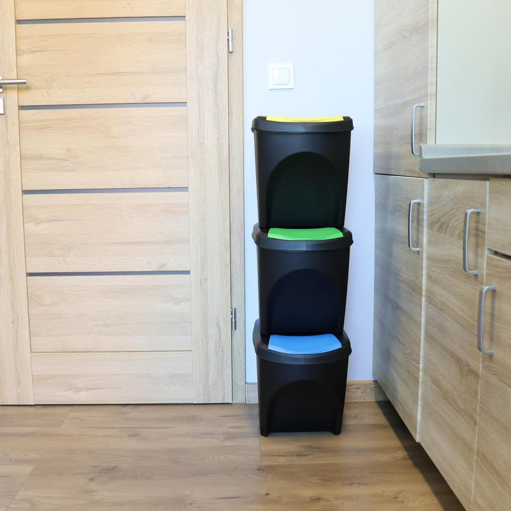 Set Pattumiere per Raccolta Differenziata Impilabili 3x25L