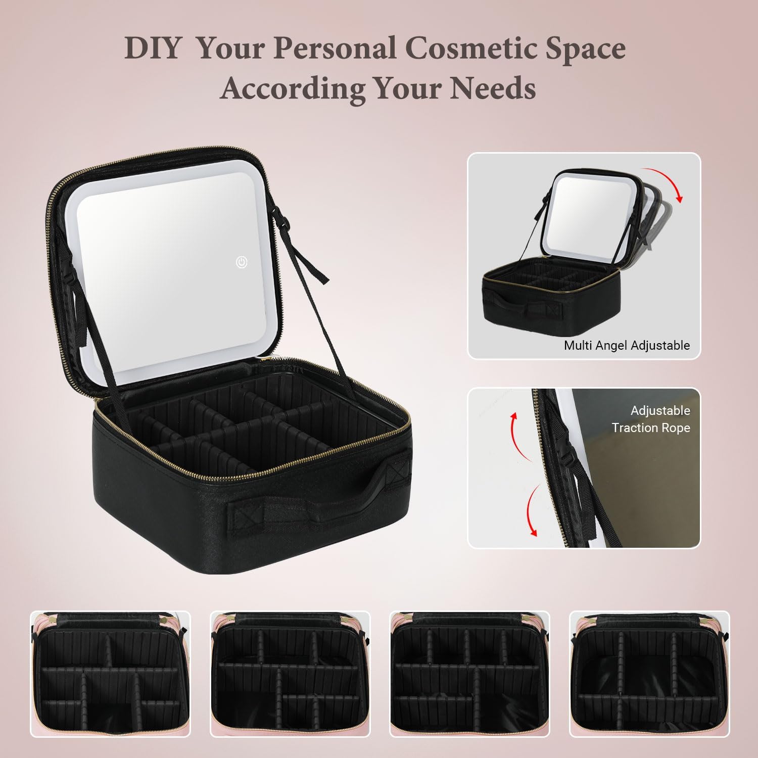 Beauty Case Professionale con Specchio LED
