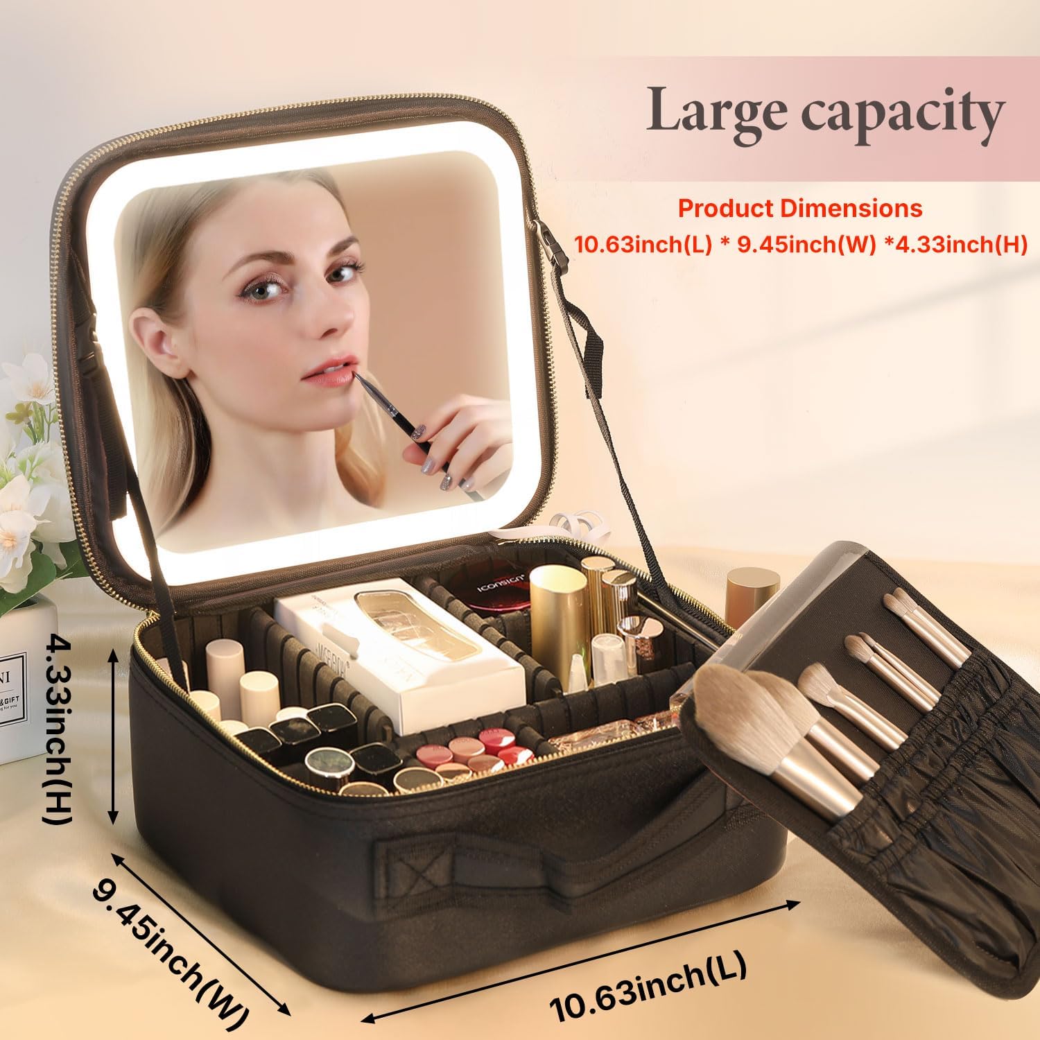 Beauty Case Professionale con Specchio LED