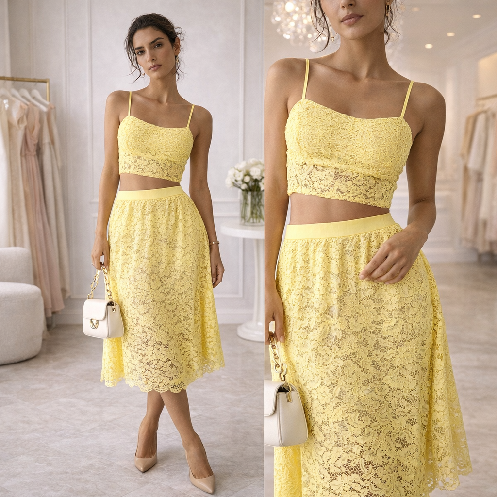Completo in pizzo due pezzi – elegante e femminile