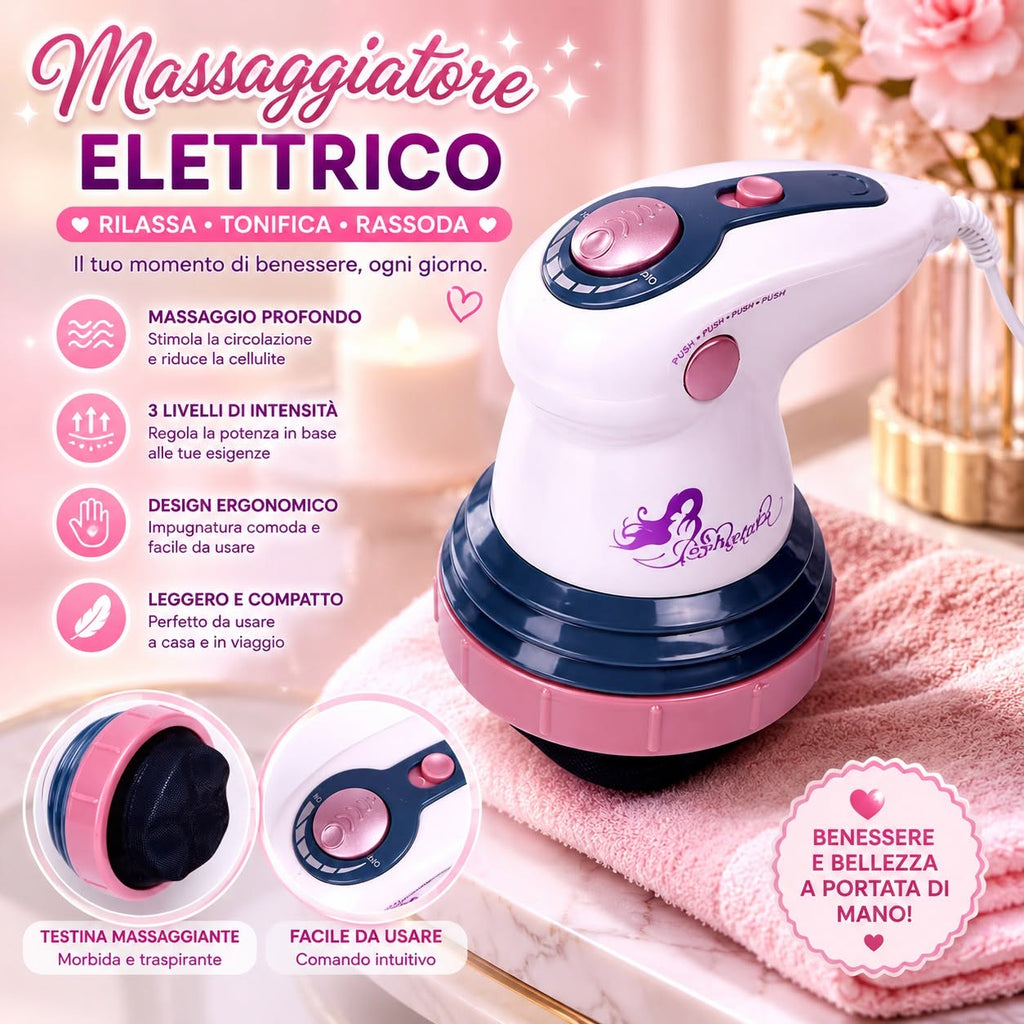 Massaggiatore Elettrico a Infrarossi con 4 Testine Intercambiabili – Anticellulite e Tonificante