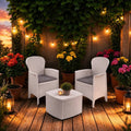Set Salotto da Giardino Effetto Rattan Bianco – 2 Poltrone con Tavolino