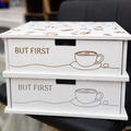 Mobiletto Porta Capsule Caffè in Legno con 2 Cassetti – Design “But First Coffee”