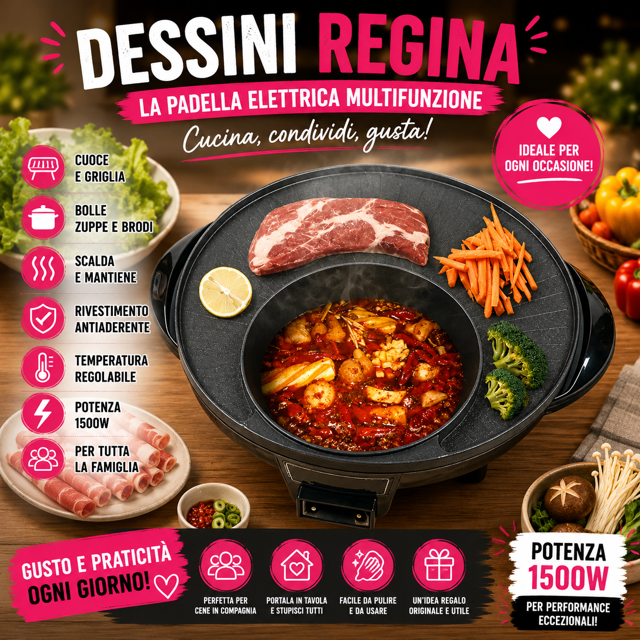 Griglia Elettrica con Pentola 2 in 1