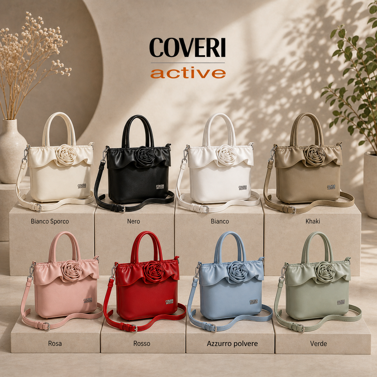Coveri Active - Borsa Elegante con Dettaglio Fiore e Tracolla