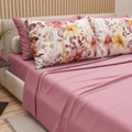 Completo Letto Matrimoniale in Cotone Rosa Cipria con Federe Floreali – Diodor