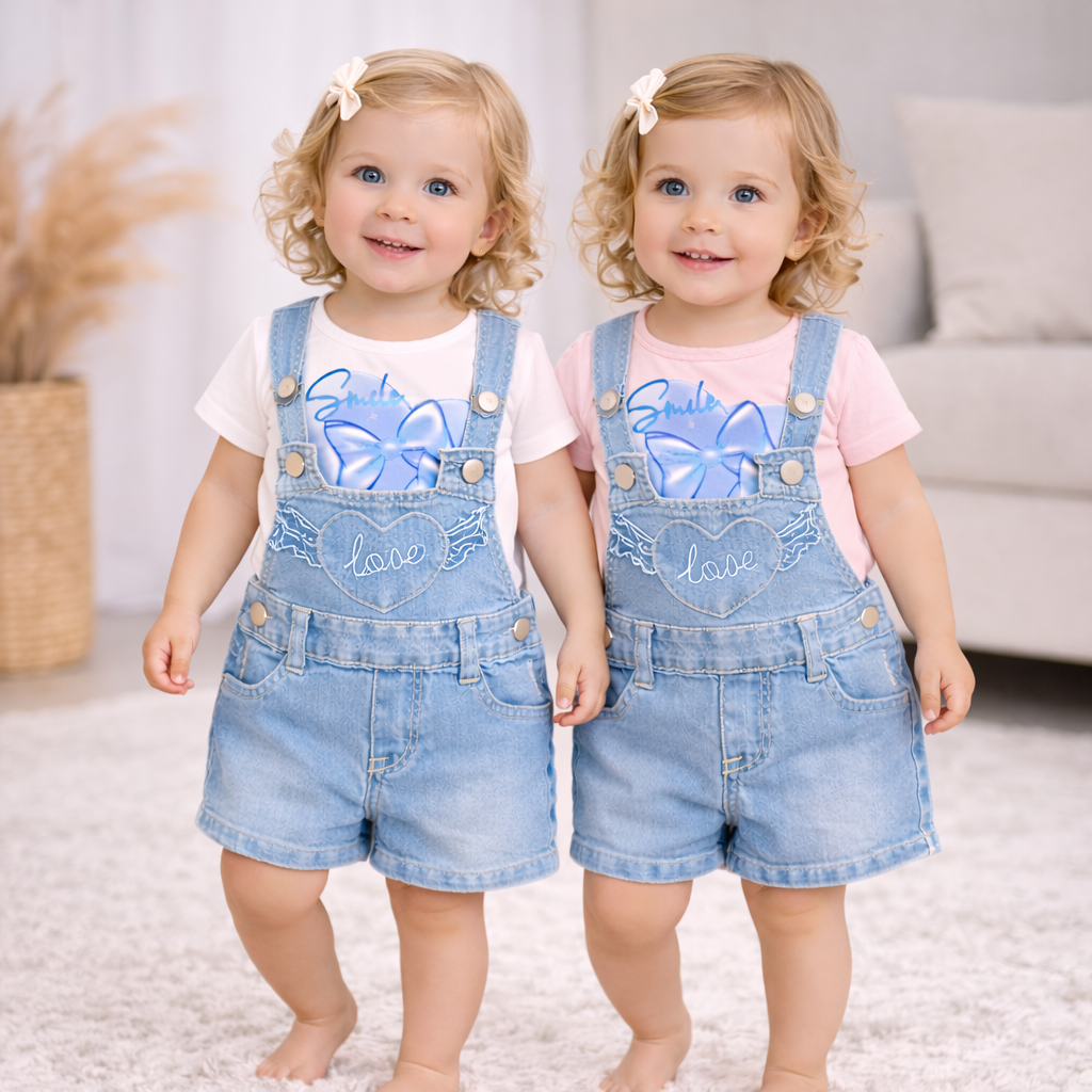 Completo Bambina Denim – Salopette & T-Shirt