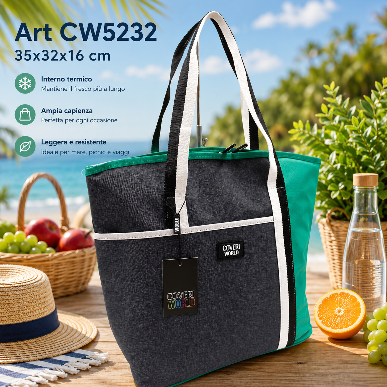 Coveri World Borsa Frigo Termica Verde Acqua