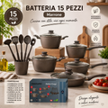 Batteria di Pentole 15 Pezzi Marrone