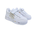 Sneakers Bambina Bianche con Dettagli Oro – Chiusura Velcro