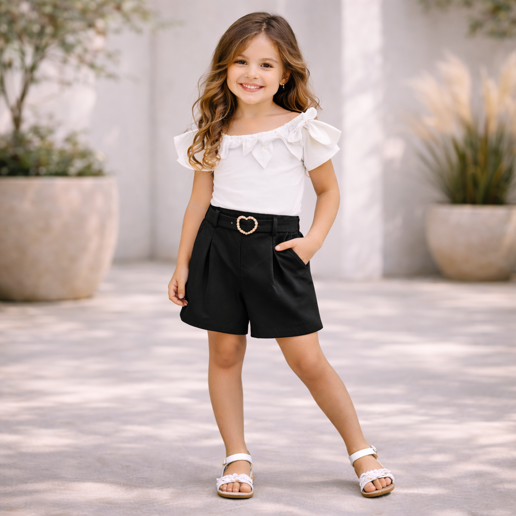 Completo Bambina – Shorts con Cintura Cuore
