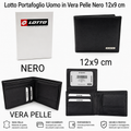 Lotto Portafoglio Uomo in Vera Pelle Nero con Portamonete 12x9 cm