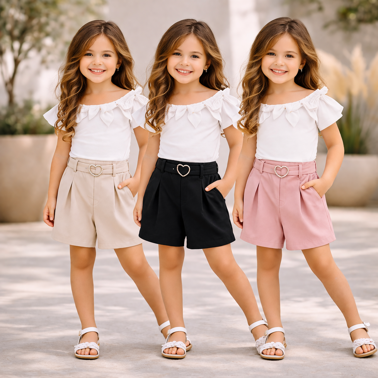 Completo Bambina – Shorts con Cintura Cuore