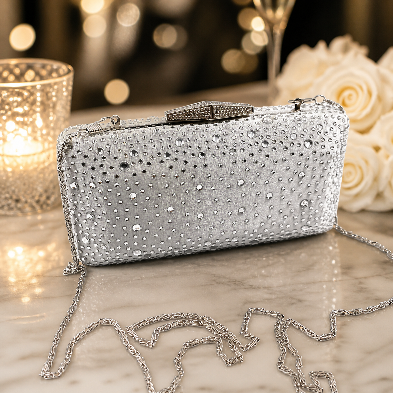 Pochette Elegante Strass con Catena