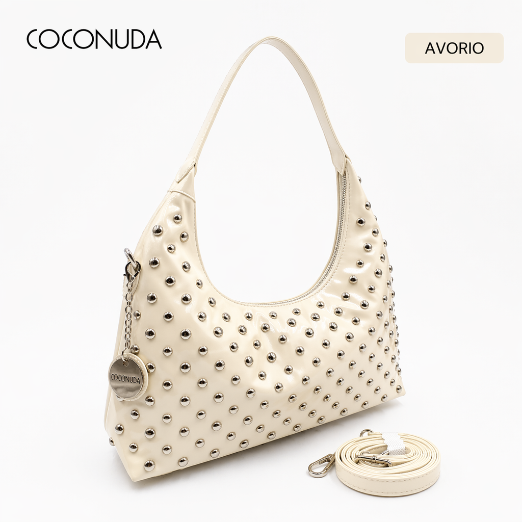 COCONUDA Borsa a Spalla Borchiata Donna