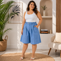 Bermuda Donna Curvy Vita Alta con Cintura