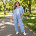 Camicia Curvy in Denim Lavato