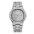 OROLOGIO POLSO DONNA ACCIAIO MODA BRILLANTINI STRASS CALENDARIO ANALOGICO SILVER
